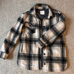 Plaid Women's Jacket in Black and Cream